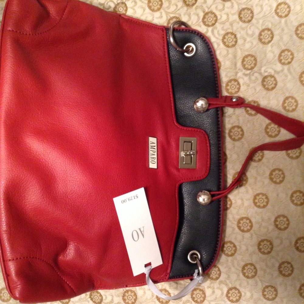 NWT red leather AMPARO purse with matching strap
